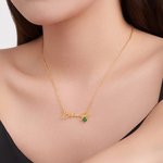 Collana con nome personalizzato e pietra di nascita a cuore Regalo di San Valentino, compleanno, anniversario per le donne