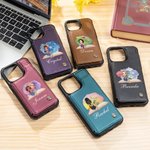 Personalized Watercolor Cartoon Girl Birth Flower Book Leather Flip Wallet Phone Case with Name and RFID Blocking Card Holder Birthday Gift for Women
