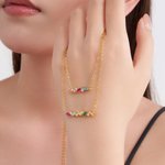 Personalisierte 2-7 Rechteckige Geburtssteine Zickzack-Halskette Zierlicher Schmuck Geburtstag Jahrestag Muttertag Geschenk für Frauen