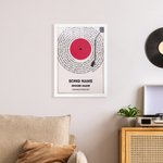 Personalisierte Vinyl-Schallplatte Songtexte drucken hölzerne Fotorahmen hängende Schriftrolle mit Namen und Text Home Dekoration Geburtstagsgeschenk für Musikliebhaber Freund