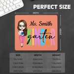 Personalized Cartoon Grade Teacher Non-slip Mouse Pad with Name Multicolor Computer Accessories Appreciation Back to School Gift for Teacher