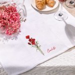 Personalisierte Aquarell Geburt Blume 100% Baumwolle Waffel Geschirrtuch mit Namen Küche Dekor Geburtstag Muttertag Geschenk für Frauen