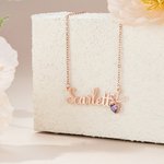 Collana con nome personalizzato e pietra di nascita a cuore Regalo di San Valentino, compleanno, anniversario per le donne