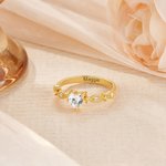 Personlig Dainty Heart Birthstone Zircon Promise Ring med gravert navn Bursdag Morsdag Bryllupsgave til kvinner