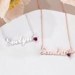 Collana con nome personalizzato e pietra di nascita a cuore Regalo di San Valentino, compleanno, anniversario per le donne