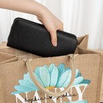 Personalized Light Blue Daisy Large Capacity Jute Tote Bag with 1-8 Names Mother's Day Birthday Gift for Mom