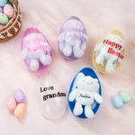 Personalised Stretchable Plush Bunny Keychain and Fillable Jumbo Easter Egg Set with Name Party Favor Egg Hunting Easter Hamper Gift for Boys Girls