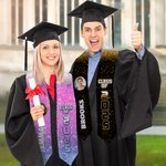 Personlig flerfarget glitterskjerf med bilde og navn til avgangsklassen 2025 Graduation Keepsake-gave til avgangsklassekamerater