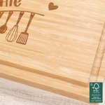 Personalisiertes Herz Floral Kitchenware FSC Bambus Charcuterie Schneidebrett mit Saft Rille Muttertag Hochzeit Housewarming Geschenk für Familie