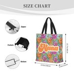 Bolsa de asas personalizada Bohemia Retro Floral Reutilizable con Apodo y Compartimentos Regalo de Cumpleaños Día de la Madre para Mujer