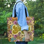 Bolsa de asas personalizada Bohemia Retro Floral Reutilizable con Apodo y Compartimentos Regalo de Cumpleaños Día de la Madre para Mujer