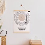 Personalisierte Vinyl-Schallplatte Songtexte drucken hölzerne Fotorahmen hängende Schriftrolle mit Namen und Text Home Dekoration Geburtstagsgeschenk für Musikliebhaber Freund