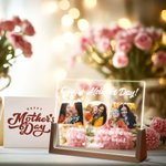 Personlig Happy Mother's Day Akryl LED-nattlys med navn og trebunn Skrivebordsdekorasjon Mors dag Bursdagsgave til mor bestemor