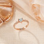 Personlig Dainty Heart Birthstone Zircon Promise Ring med gravert navn Bursdag Morsdag Bryllupsgave til kvinner