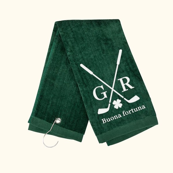 Asciugamano personalizzato a tema di golf ricamato con iniziali e testo multicolore 100% cotone accessorio sportivo regalo per amanti di golf