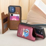 Personalized Watercolor Cartoon Girl Birth Flower Book Leather Flip Wallet Phone Case with Name and RFID Blocking Card Holder Birthday Gift for Women