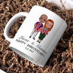 Taza de cerámica personalizada con nombres y texto de globos de dibujos animados regalo de San Valentín para parejas 7