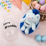 Personalised Stretchable Plush Bunny Keychain and Fillable Jumbo Easter Egg Set with Name Party Favor Egg Hunting Easter Hamper Gift for Boys Girls