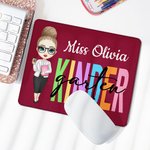 Personalized Cartoon Grade Teacher Non-slip Mouse Pad with Name Multicolor Computer Accessories Appreciation Back to School Gift for Teacher