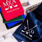 Asciugamano personalizzato a tema di golf ricamato con iniziali e testo multicolore 100% cotone accessorio sportivo regalo per amanti di golf