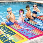 Personalized Multicolour Stripe Design Cousin Crew Quick Dry Oversized Beach Towel with Name Summer Vacation Travel Essentials Gift for Family Kids