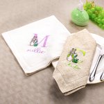 Servilleta de Lino Personalizada Peter Rabbit con Inicial y Nombre Bordados Decoración de Mesa de Pascua Regalo para Amigos de la Familia