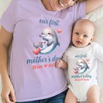 Personalisierte niedliche Tier Mama Umarmungen Baby 100% Baumwolle Baby Bodysuit Matching T-Shirt mit Namen erste Muttertag Geschenk für neugeborene neue Mutter