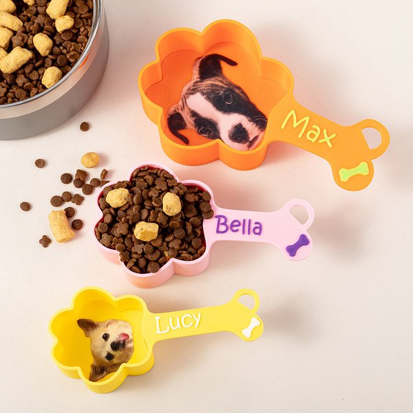 Personalised Multicolour Paw Shaped Dog Photo Food Scoop with Name Pet Supplies New Dog Pet Party Gift for Dog Owner
