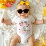 Personalisierte niedlichen Bären Katze Hirsch Tier Design 100% Baumwolle T-shirt Baby Bodysuit mit Namen unsere erste Muttertag Geburtstag Geschenk für Baby Mama