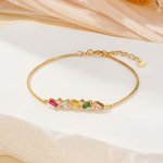 Personalisierte 2-7 rechteckige Geburtssteine Zickzack-Armband mit Zirkon zierlichen Schmuck Geburtstag Muttertag Geschenk für Frauen