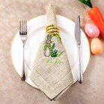 Servilleta de Lino Personalizada Peter Rabbit con Inicial y Nombre Bordados Decoración de Mesa de Pascua Regalo para Amigos de la Familia