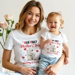 Personalisierte niedlichen Bären Katze Hirsch Tier Design 100% Baumwolle T-shirt Baby Bodysuit mit Namen unsere erste Muttertag Geburtstag Geschenk für Baby Mama