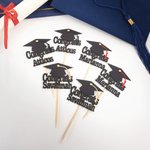 Personalized Graduation Cap Congrats Cupcake Toppers with Name and Tassel Set of 12 Graduation Party Biscuit Cake Decor Gift for Graduates