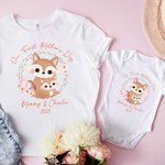 Body Bébé et T-shirt Adulte Personnalisés avec Nom et Date Cadeau de Fête des Mères pour Nouveau-né et Nouvelle maman