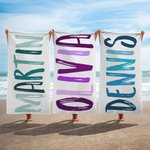 Personalised Multicolour Name Oversized Quick Dry Beach Towel Travel Essentials Summer Holiday Gift for Family Friends