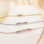 Personalisierte 2-7 rechteckige Geburtssteine Zickzack-Armband mit Zirkon zierlichen Schmuck Geburtstag Muttertag Geschenk für Frauen