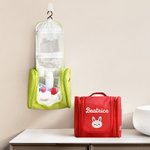 Borsa da toilette portatile e impermeabile personalizzata con nome e toppa in stile cartoni animati con specchio regalo di compleanno per bambini