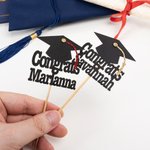 Personalized Graduation Cap Congrats Cupcake Toppers with Name and Tassel Set of 12 Graduation Party Biscuit Cake Decor Gift for Graduates