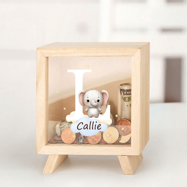 Gepersonaliseerde Schattige Houten Bosdieren Spaarpot met Naam en Initiaal Verjaardags Kinderdag Cadeau Bureau Decoratie voor Jongens Meisjes