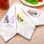 Servilleta de Lino Personalizada Peter Rabbit con Inicial y Nombre Bordados Decoración de Mesa de Pascua Regalo para Amigos de la Familia