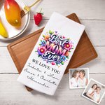 Personlig absorberande bomull Best Mom Ever Flower Waffle kökshandduk med 1-6 namn Kökstillbehör Födelsedag Mors dag present till mormor mamma