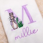 Servilleta de Lino Personalizada Peter Rabbit con Inicial y Nombre Bordados Decoración de Mesa de Pascua Regalo para Amigos de la Familia