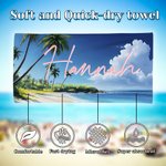 Personalized Tropical Beach Palm Tree Oversized Beach Towel with Name  Super Absorbent Summer Vacation  Travel Essential Gift for Women Men 8