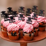 Personalized Graduation Cap Congrats Cupcake Toppers with Name and Tassel Set of 12 Graduation Party Biscuit Cake Decor Gift for Graduates