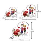 Personalized Cartoon Couple Heart-shaped Acrylic Plaque with Names and Texts Valentine's Day Wedding Anniversary Gift for Husband Wife