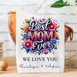 Personlig absorberande bomull Best Mom Ever Flower Waffle kökshandduk med 1-6 namn Kökstillbehör Födelsedag Mors dag present till mormor mamma