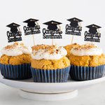 Personalized Graduation Cap Congrats Cupcake Toppers with Name and Tassel Set of 12 Graduation Party Biscuit Cake Decor Gift for Graduates
