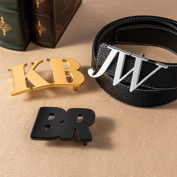 Set di fibbie da cintura personalizzate con iniziali monogramma Accessori minimalisti Festa del papà San Valentino Regalo di compleanno per uomini in pensione