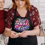 Delantal impermeable personalizado con purpurina de imitación floral Best Mom Ever con 1-6 nombres y bolsillos Día de la Madre Regalo esencial de cocina para mamá Abuela