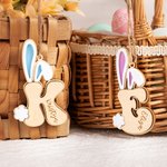 Personalisierte Hasenohren und Schwanz niedlichen anfänglichen hölzernen Osterkorb Tag mit Namen Geburtstag Ostern Party Kindertag Geschenk für Kinder